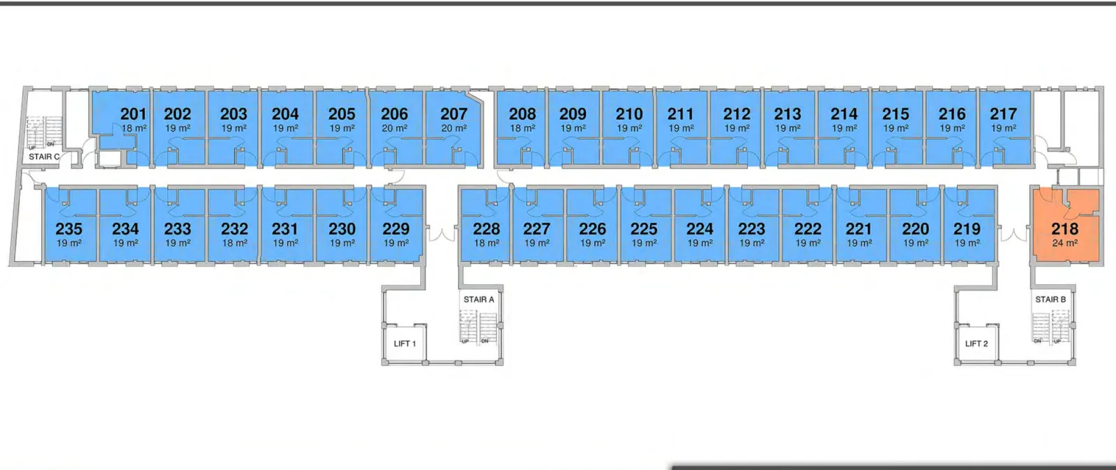 Second floor plan of Adam & Burton House