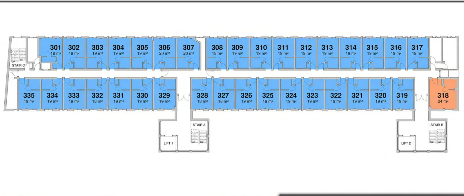 Third floor plan of Adam & Burton House