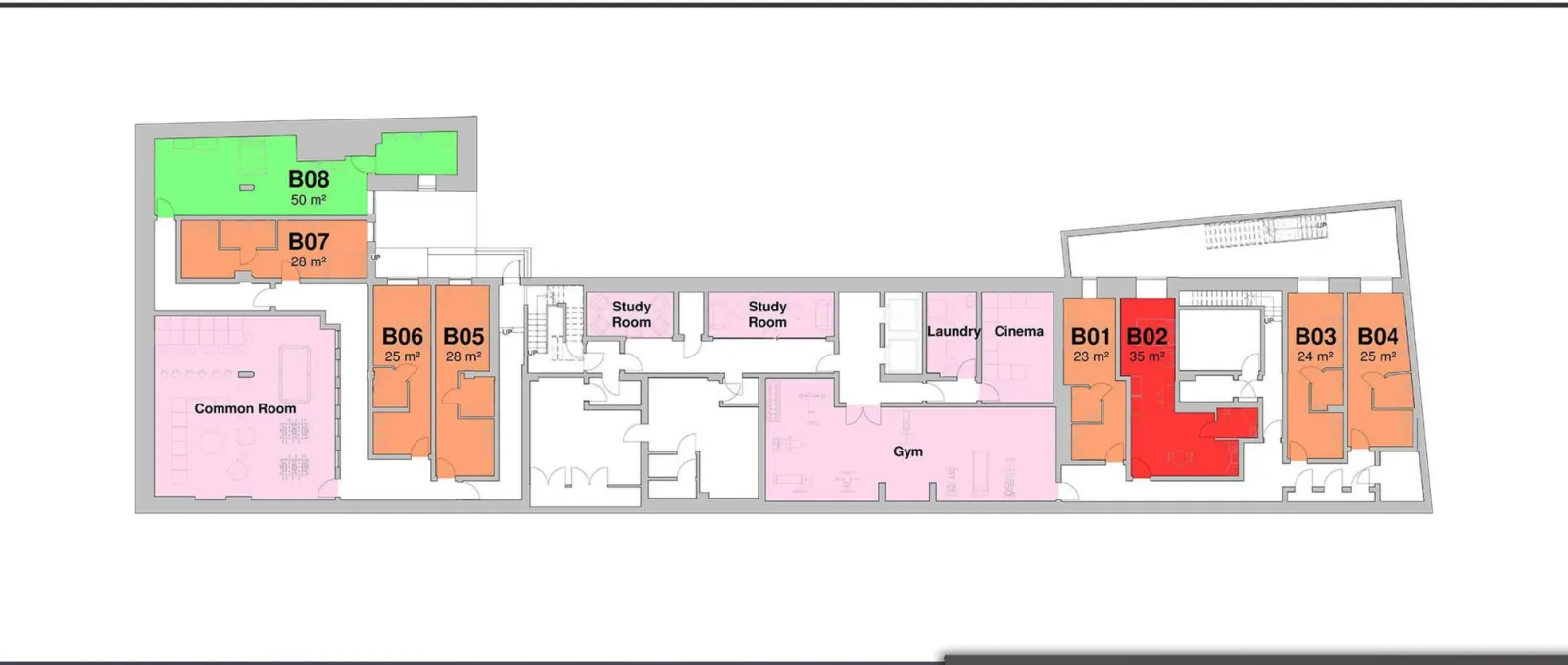 Basement floor plan of Radford House