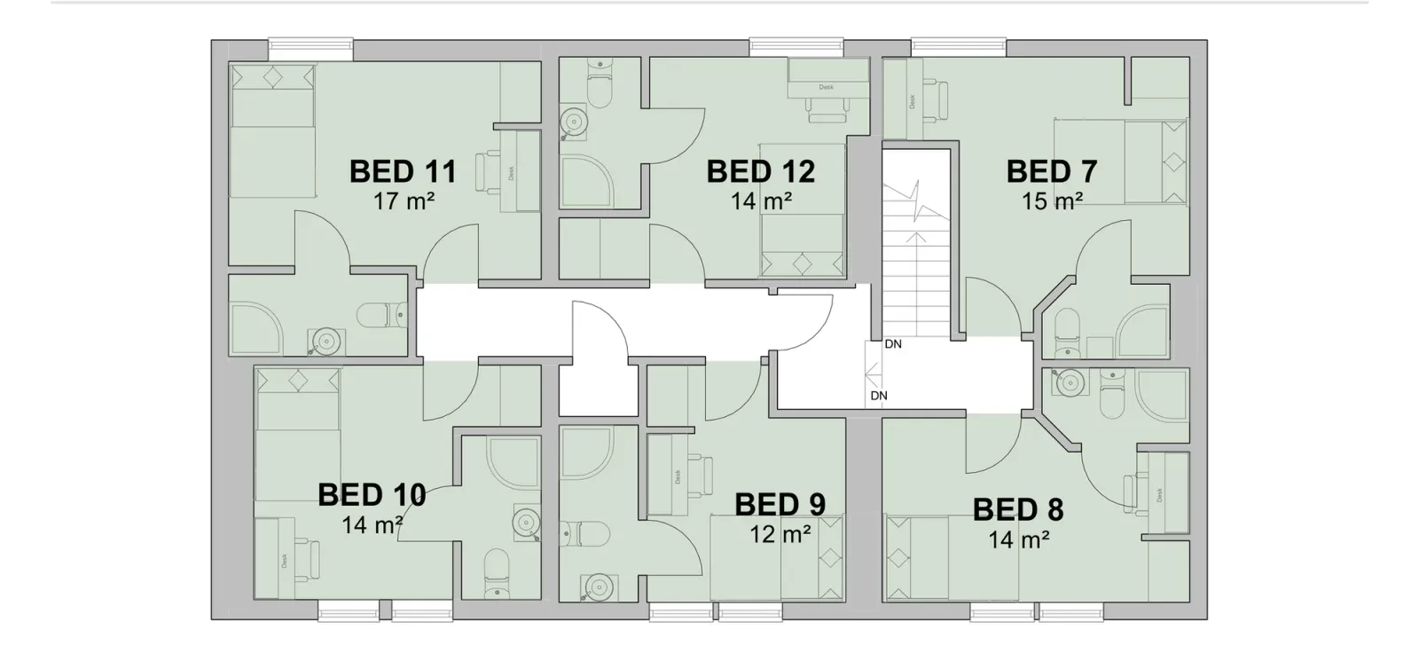 Second floor plan of 7-11 Radford Road